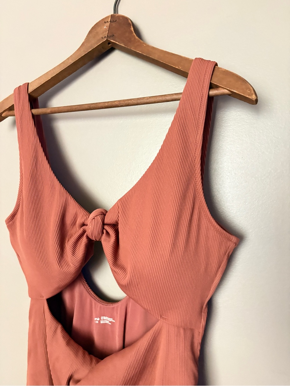 AERIE ribbed one knot tie swimsuit Terracitta monokini one piece swimsuit L EUC - Picture 7 of 12